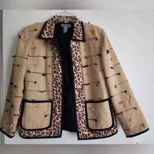 INDIGO MOON | Leopard Trim Jacket | Small